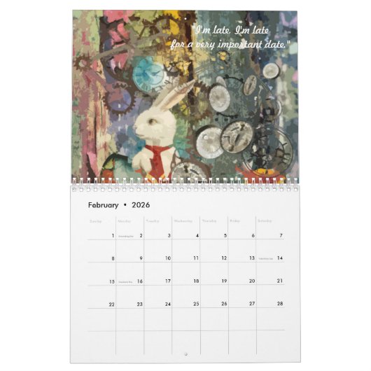Calendrier Mural J'aime Alice au pays des merveilles (Feb 2026)
