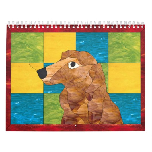 Calendrier Mural J'aime les teckels miniatures de longs cheveux (Protection)