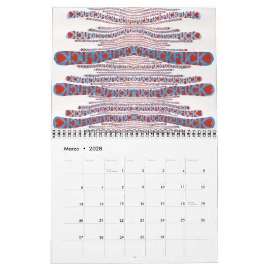 Calendrier Mural Jour après jour (Mar 2028)