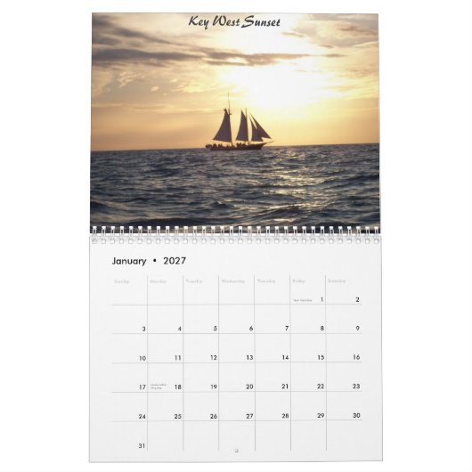 Calendrier Mural Key West et Largo principal (Jan 2027)