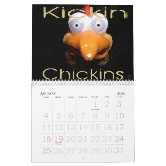 Calendrier Mural Kickin Chickins Calander (Jan 2026)