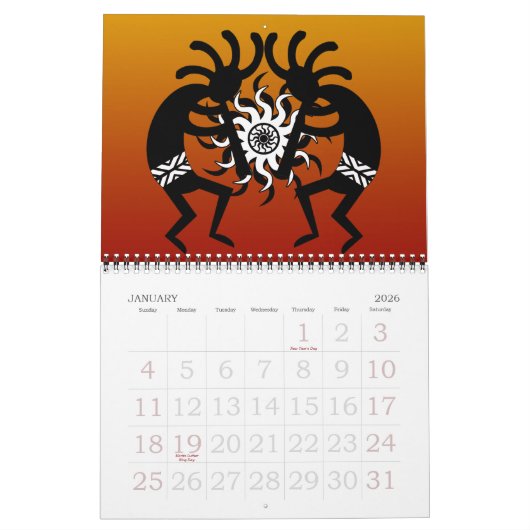 Calendrier Mural Kokopelli Sud-Ouest (Jan 2026)