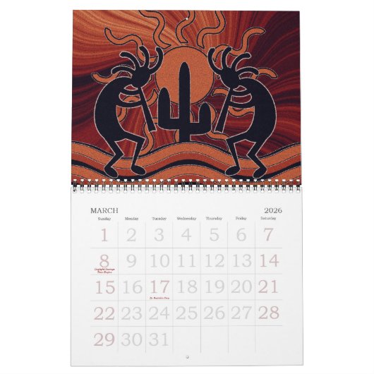Calendrier Mural Kokopelli Sud-Ouest (Mar 2026)