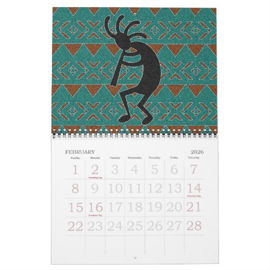 Calendrier Mural Kokopelli Sud-Ouest (Feb 2026)