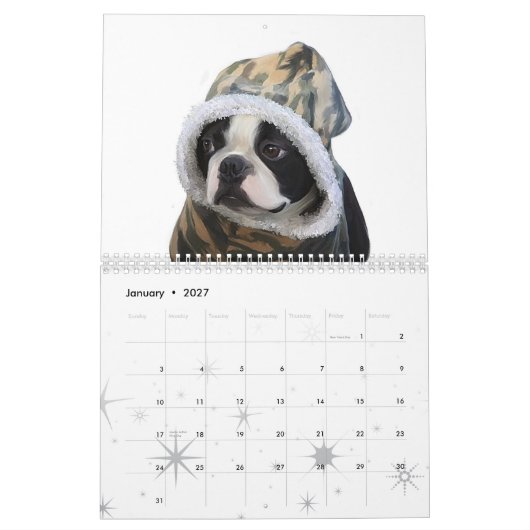 Calendrier Mural L'amour est Boston (Jan 2027)