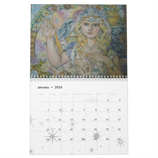 Calendrier Mural L'ange de l'horloge de quartz rose (Jan 2026)