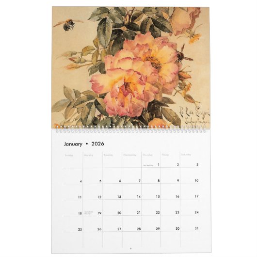 Calendrier Mural L'art de Paul de Longpré (Jan 2026)