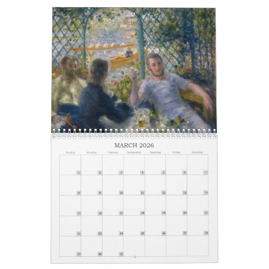 Calendrier Mural Le ~ impressionniste variable pour 2019 (Mar 2026)