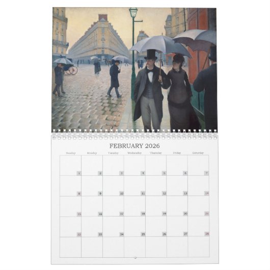 Calendrier Mural Le ~ impressionniste variable pour 2019 (Feb 2026)