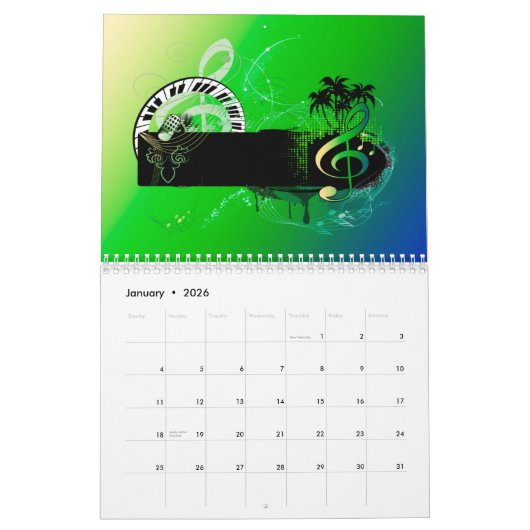 Calendrier Mural Le monde de la musique (Jan 2026)