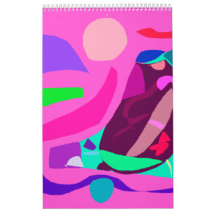 Calendrier Mural L'eau rose excessive d'aubergine de Sun de