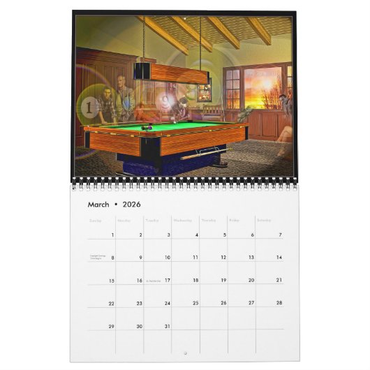 Calendrier Mural Les billards classent 2018 (Mar 2026)