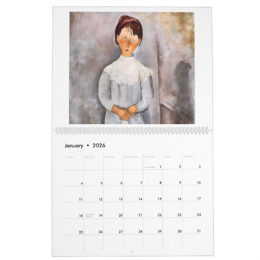 Calendrier Mural Les femmes de Modigliani 2026 (Jan 2026)