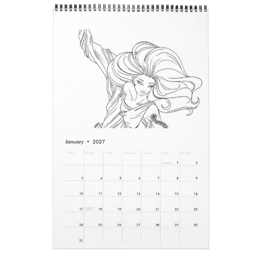 Calendrier Mural Livre de coloriage (Jan 2027)