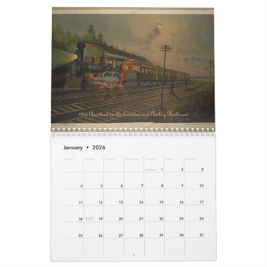 Calendrier Mural Locomotives des 1800s (Jan 2026)