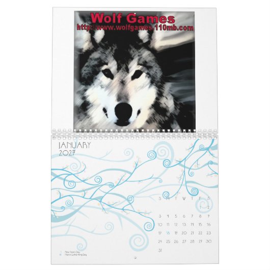 Calendrier Mural Loup Calander (Jan 2027)
