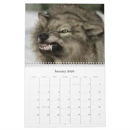 Calendrier Mural Loups (Jan 2026)