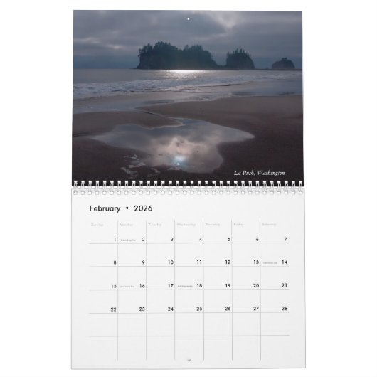 Calendrier Mural Lumière côtière (Feb 2026)