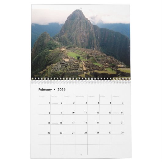 Calendrier Mural Machu Picchu (Feb 2026)