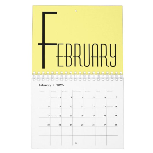 Calendrier mural minimal (Feb 2026)