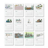 Calendrier mural minimaliste 2024 avec oeuvre uniq