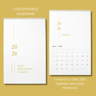 Calendrier mural minimaliste moderne 2026