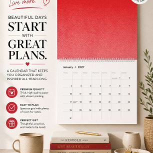 Calendrier mural minimaliste rouge moderne