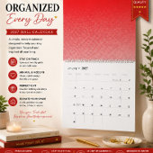Calendrier mural minimaliste rouge moderne