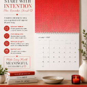 Calendrier mural minimaliste rouge moderne