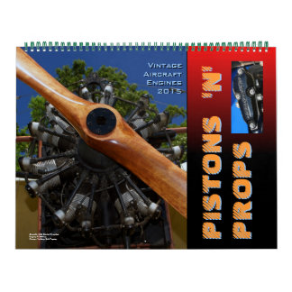 Calendrier Mural Moteurs d'aéronefs vintages Énorme 2015