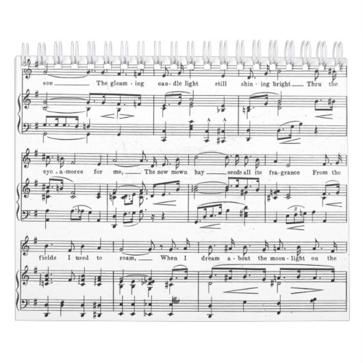 Calendrier Mural Motif noir et blanc de musique de feuille (Protection)