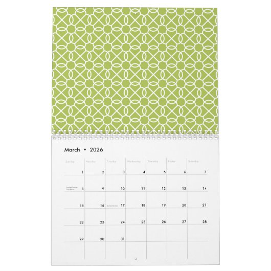 Calendrier Mural Motifs chic avec damas et chevrons plus (Mar 2026)