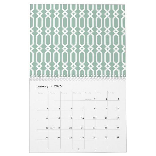 Calendrier Mural Motifs chic avec damas et chevrons plus (Jan 2026)