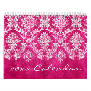 Calendrier Mural Motifs girly chic avec damas et chevrons plus