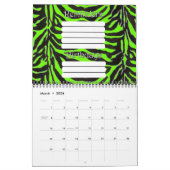 Calendrier Mural Neon Green Zebra Arrière - plan de texture de peau (Mar 2026)