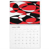 Calendrier Mural Noir, blanc et rouge Art abstrait 12 pages calendr (Jan 2026)
