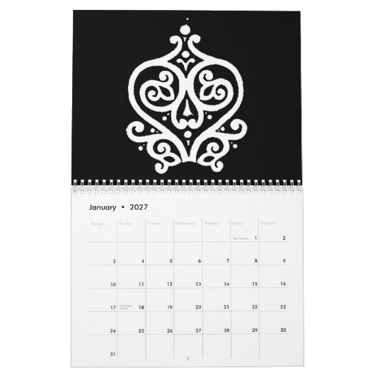 Calendrier Mural Noir et blanc 2009 (Jan 2027)