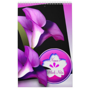 Calendrier Mural Notes de blocs de fleurs violettes
