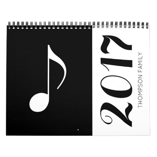 Calendrier Mural notes de musique graphique et cool (Protection)