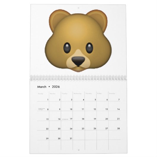 Calendrier Mural Notes musicales - Emoji (Mar 2026)