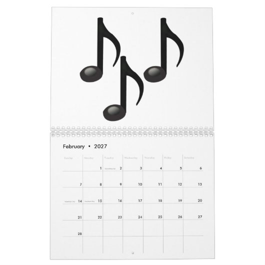 Calendrier Mural Notes musicales - Emoji (Feb 2027)