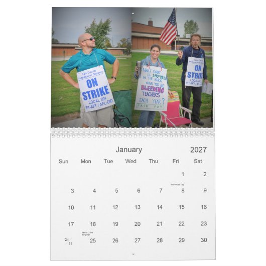 Calendrier Mural Nous évaluons des professeurs : Jefferson en grève (Jan 2027)