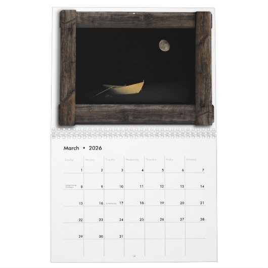 Calendrier Mural Nouvelle-Écosse dans les cadres en bois (Mar 2026)