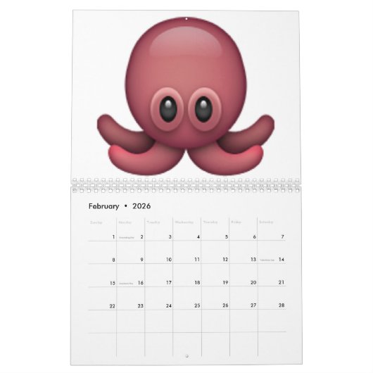 Calendrier Mural Octopus - Emoji (Feb 2026)