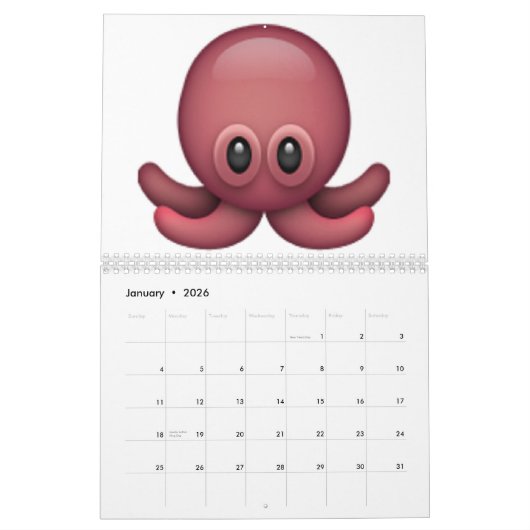 Calendrier Mural Octopus - Emoji (Jan 2026)