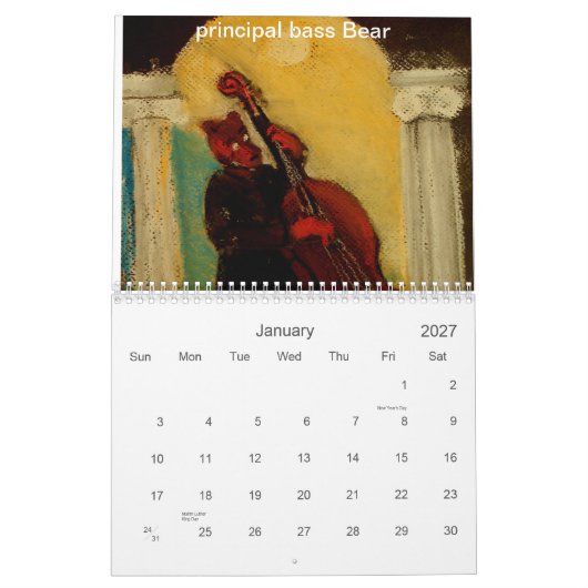 Calendrier Mural Orchestre philharmonique d'ours (Jan 2027)