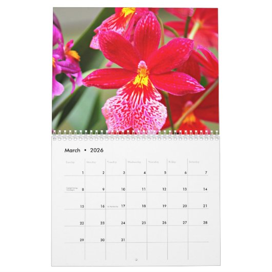 Calendrier Mural Orchidées (Mar 2026)