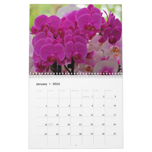 Calendrier Mural Orchidées (Jan 2026)