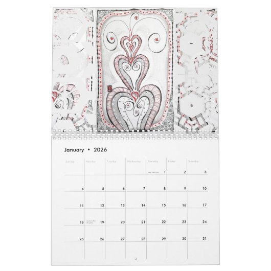 Calendrier mural original d'art (Jan 2026)