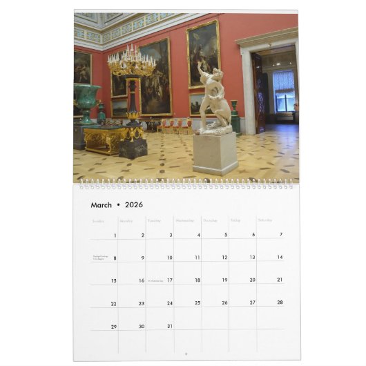 Calendrier Mural Palais d'hiver de 12 mois (Mar 2026)